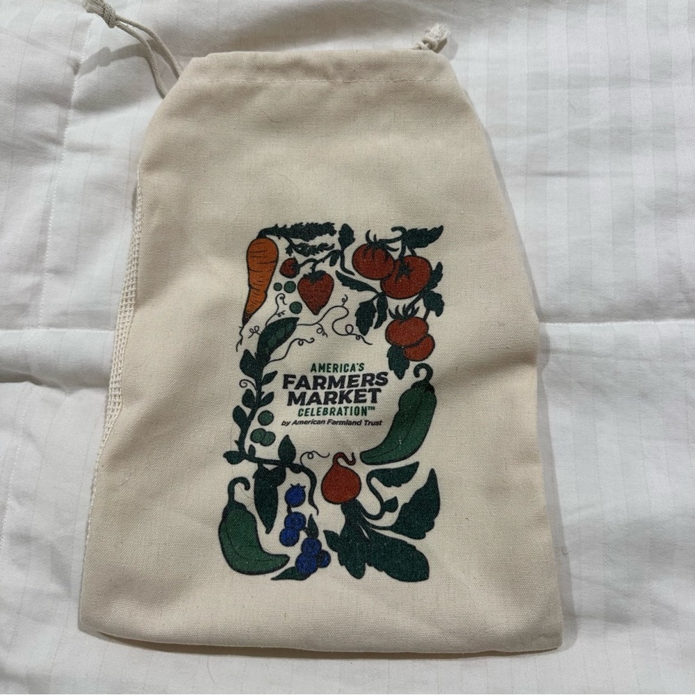 Canvas Drawstring Bag with Farmers Market Print